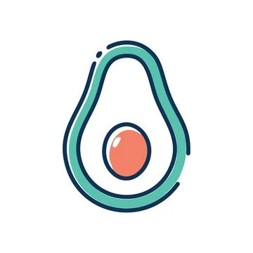 Avocado half icon. Simple illustration of an avocado half, showcasing the s.. Stock Illustration