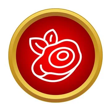 Avocado half with pit and leaves red golden icon Stock Illustration