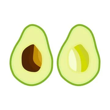 Avocado halves with bone on white background in flat design Stock Illustration