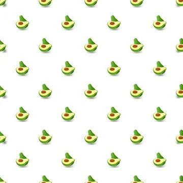 Avocado halves creating a seamless fruit pattern background Stock Illustration
