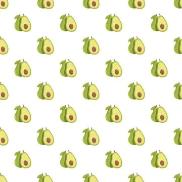 Avocado halves creating a seamless healthy food pattern Stock Illustration