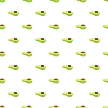 Avocado halves seamless pattern background with fresh fruit Stock Illustration