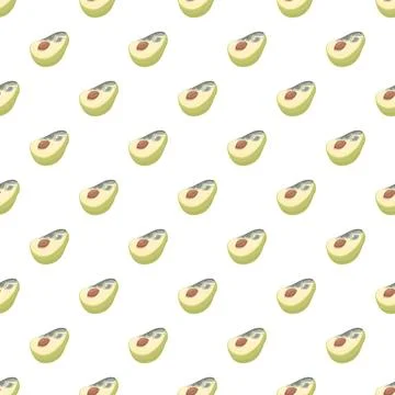 Avocado halves seamless pattern background green fruit Stock Illustration