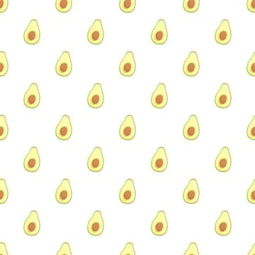 Avocado halves seamless pattern healthy vegan food Stock Illustration