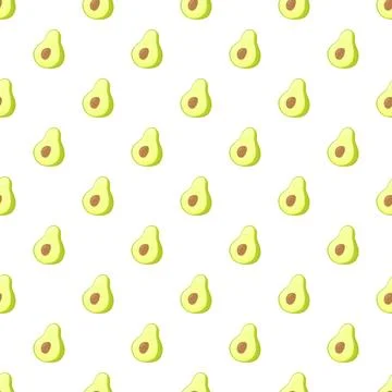 Avocado halves seamless pattern on white background Illustrazione stock