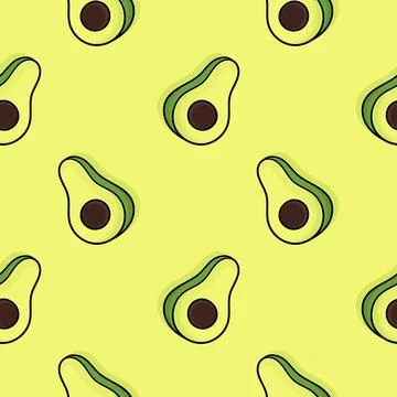 Avocado hand drawn seamless pattern Stock Illustration