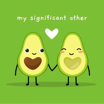 Avocado with heart shaped seed Stock Illustration