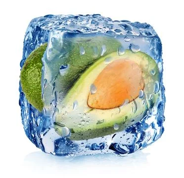 Avocado in ice cube Illustrazione stock