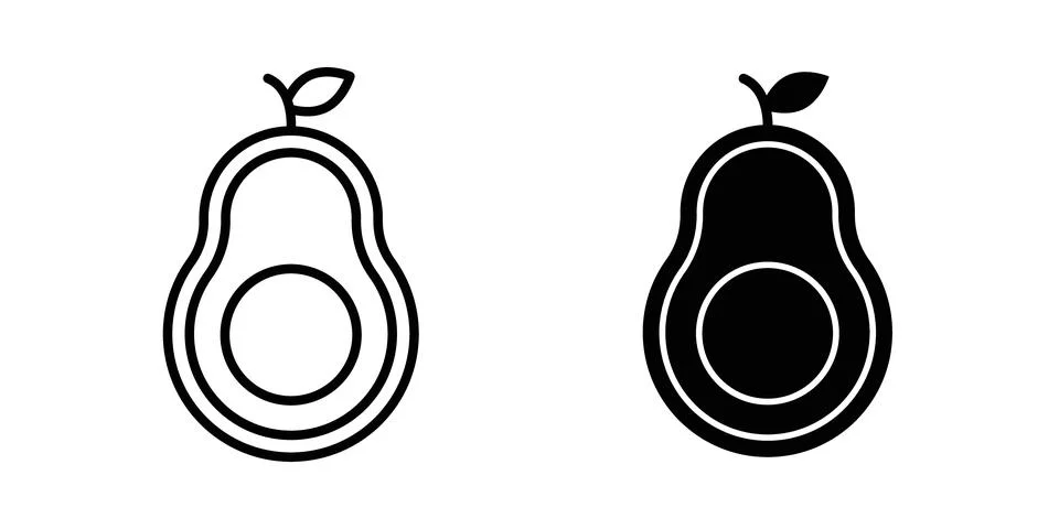 Avocado icon symbol. Flat and Stroke Vector illustration Stock Illustration