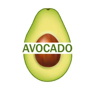 Avocado Isolated And White Background With Text Stock Illustration