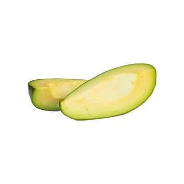 Avocado isolated on white background. avocado sliced closeup. Stock Photos