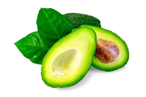 Avocado with leaf and bone Stock Photos