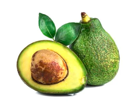 Avocado with leaf isolated on white Foto stock
