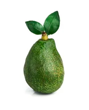 Avocado with leaf isolated on white Foto stock