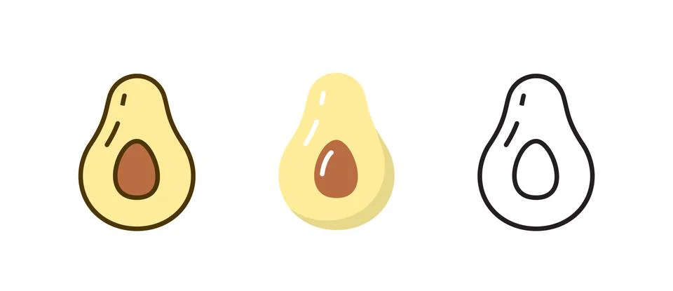 Avocado line vector icon. Avocado flat outline icon logo fruit sign set Stock Illustration