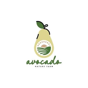 Avocado  Logo Design Concept Vector Stock Illustration