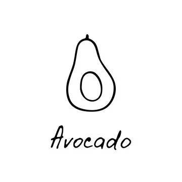 Avocado logo. Hand drawn vegetable fruit icon for print and web 库存插图