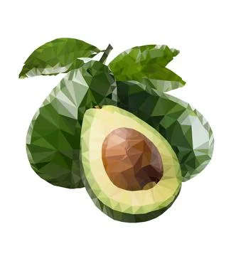 Avocado. LOW POLY. Stock Illustration