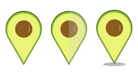 Avocado map pointer navigation icons set. Avocado logo vector template Stock Illustration