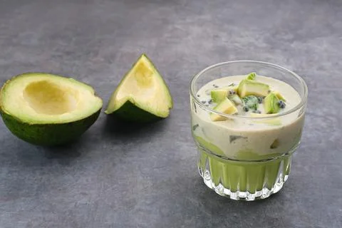 Avocado Milk Cheese Dessert. Stock Photos
