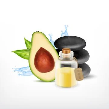 Avocado with oil Stock Illustration