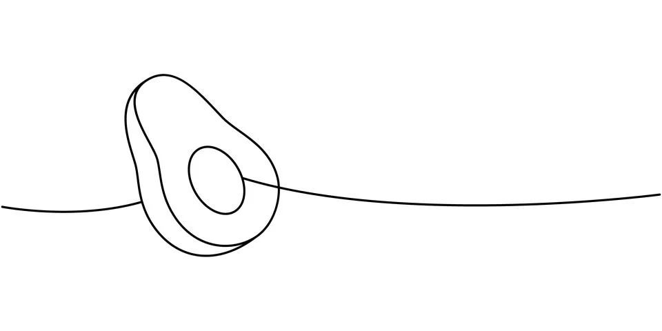 Avocado one line continuous drawing. Fresh organic vegetable. Vector Stock Illustration