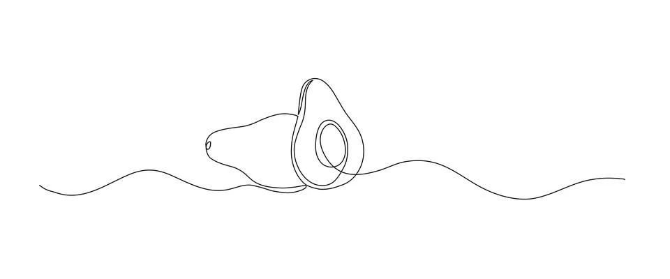 Avocado one line Icon, Continuous single minimal outline drawing avocado, S.. Stock Illustration