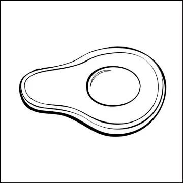 Avocado outline black white vector sign icon. Monochrome hand drawn vegetable Stock Illustration