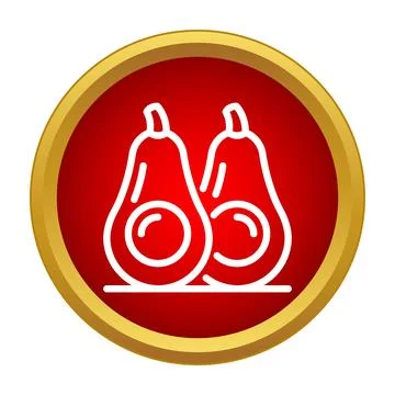 Avocado outline icon inside button for healthy food concepts Stock Illustration