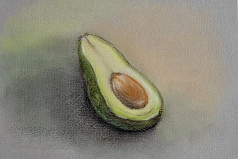 Avocado pastel pattern. Sketch on textured paper. Illustration Hand Drawing Stock Illustration