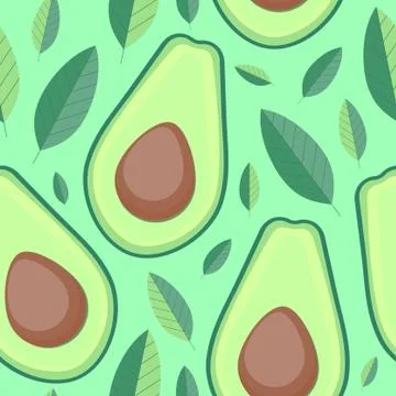Avocado pattern. Bright green avocado seamless pattern. Illustrazione stock