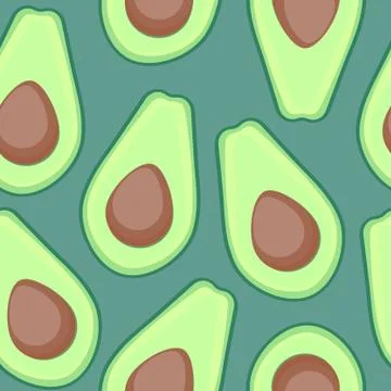 Avocado pattern. Bright green avocado seamless pattern. Stock Illustration