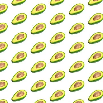 Avocado pattern on color background. Top view. Banner. Pop art design, creative Stock Photos