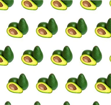 Avocado pattern on color background. Top view. Banner. Pop art design, creative Stock Photos