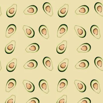 Avocado pattern on a green background Stock Illustration