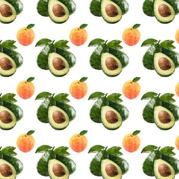 Avocado, peach Stock Illustration