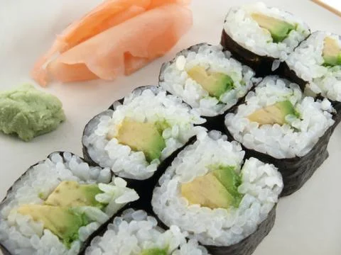 Avocado roll sushi Stock Photos