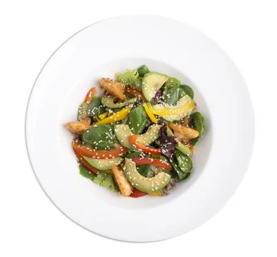 Avocado salad with prawns. Stock Photos