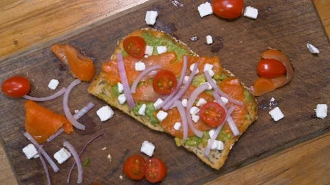 Avocado Salmon toast Stock Footage 100040201