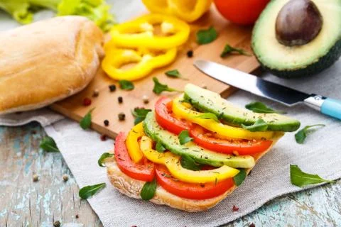 Avocado sandwich Stock Photos