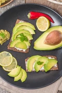 Avocado sandwich Stock Photos