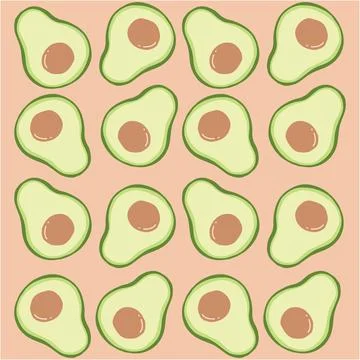 Avocado Seamless Pattern Background Vector Stock Illustration