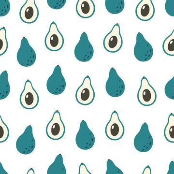 Avocado seamless pattern. Exotic and tropical fruit seamless pattern. Иллюстрация