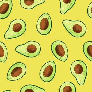 Avocado seamless pattern with exotic healthy fruit Stock Illustration