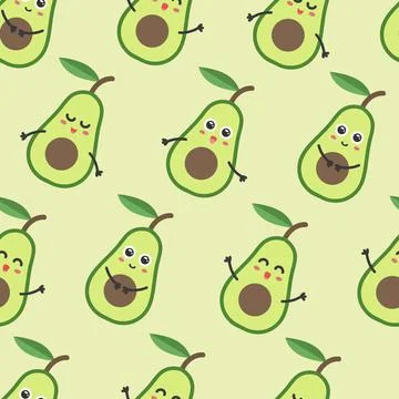 Avocado seamless pattern. Fruit background. Vector illustration. Stock Illustration