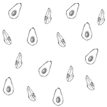 Avocado seamless pattern, marker graphics. For design or background Stock Illustration