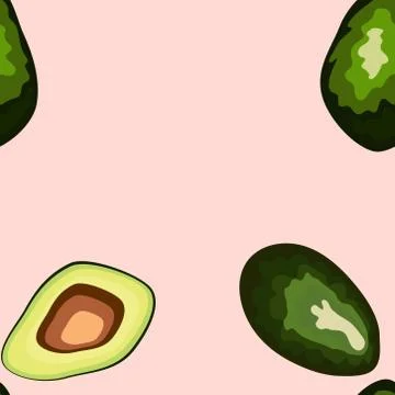 Avocado seamless pattern. print, fabric and organic, vegan, raw products pack Stock Illustration