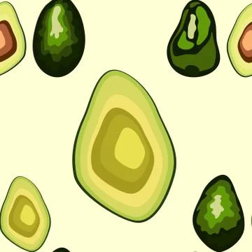 Avocado seamless pattern. print, fabric and organic, vegan, raw products pack Stock Illustration