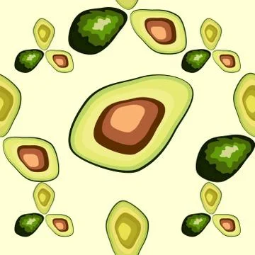 Avocado seamless pattern. print, fabric and organic, vegan, raw products pack 스톡 일러스트