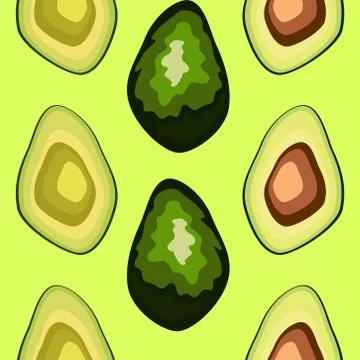 Avocado seamless pattern. print, fabric and organic, vegan, raw products pack Stock Illustration
